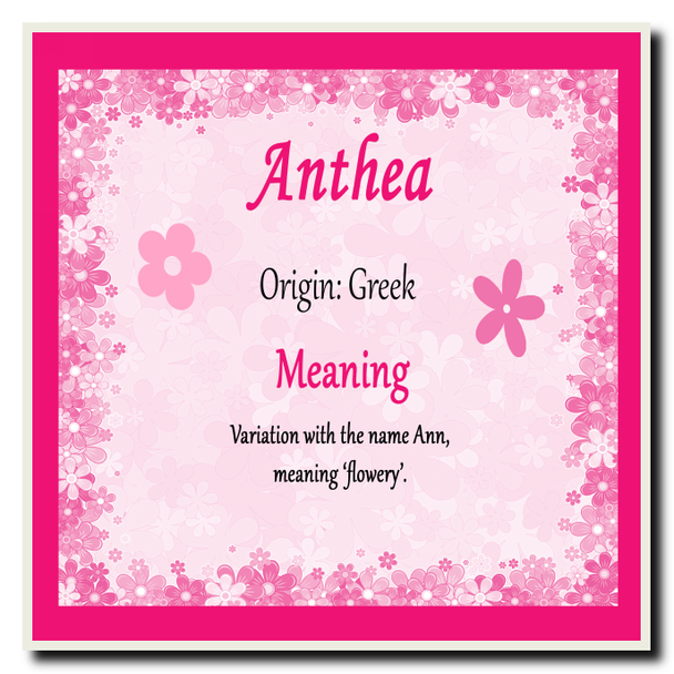 Anthea Personalised Name Meaning Coaster