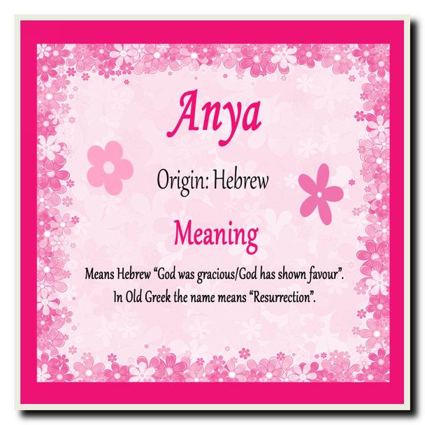 Anya Personalised Name Meaning Coaster