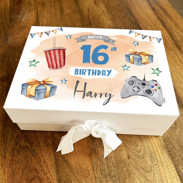 Gaming Xbox Orange Male Boy Any Age Personalised Keepsake Birthday Gift Box