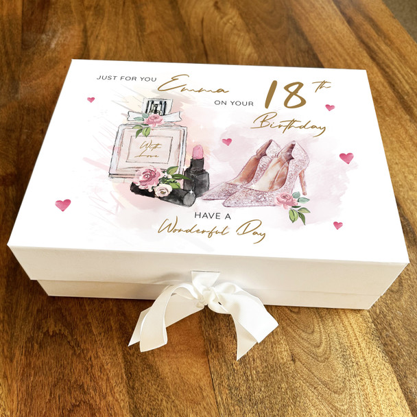 Fashion Shoes Make up Perfume Pink Any Age Personalised Birthday Gift Box