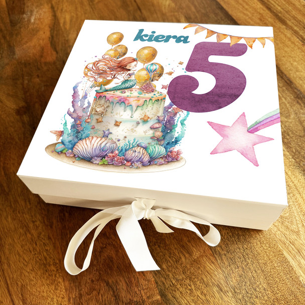 Mermaid Cake Kids Any Age Personalised Keepsake Birthday Gift Box