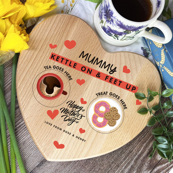 Heart Tea Cookies And Donuts Personalised Mum Mother's Day Kitchen Serving Board