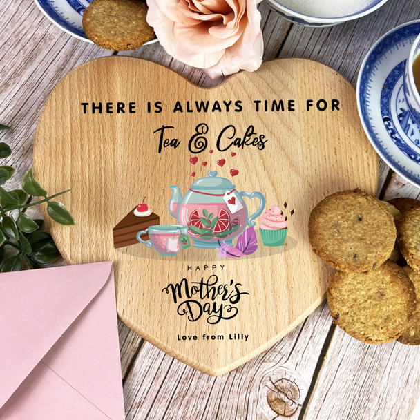 Teapot Hearts Tea Cakes Mother's Day Personalised Heart Serving Board
