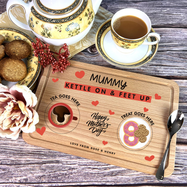 Cup Of Tea Cookies And Donuts Personalised Mum Mother's Day Kitchen Serving Board