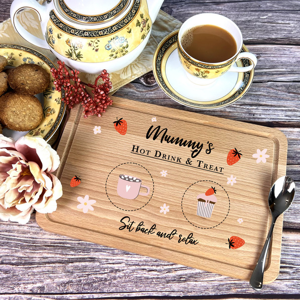 Cup Of Tea Treats With Strawberry Muffin Mum Personalised Kitchen Serving Board