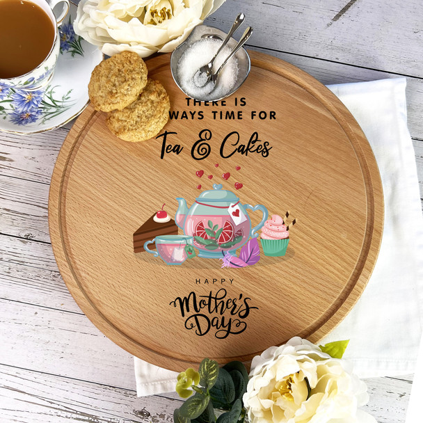 Teapot Cakes Tea Drink Round Treats Personalised Serving Board