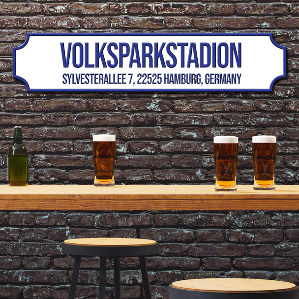 Hamburger Sv Volksparkstadion White & Royal Blue Stadium Any Text Football Club 3D Street Sign