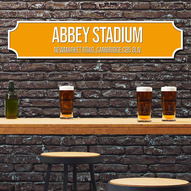 Cambridge United Abbey Stadium Yellow and White Any Text Football Club 3D Train Street Sign