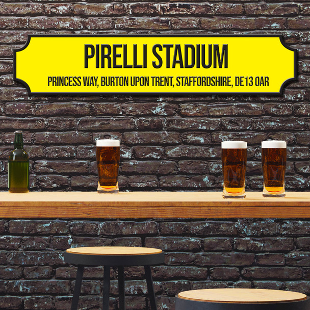 Burton Albion Pirelli Stadium Yellow & Black Any Text Football Club 3D Train Street Sign