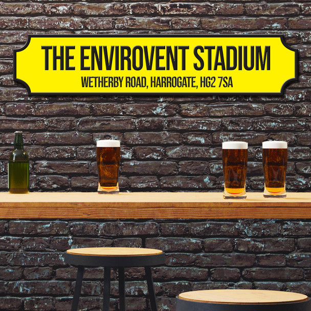 Harrogate Town The Envirovent Stadium Yellow & Black Any Text Football Club 3D Street Sign