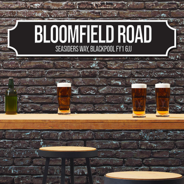Blackpool Bloomfield Rd Black and White Stadium Any Text Football Club 3D Train Street Sign