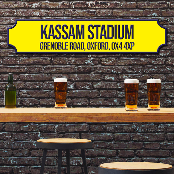 Oxford United Kassam Stadium Yellow and Blue Any Text Football Club 3D Train Street Sign