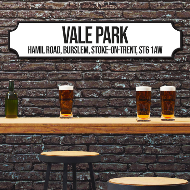 Port Vale Vale Park White & Black Stadium Any Text Football Club 3D Train Street Sign