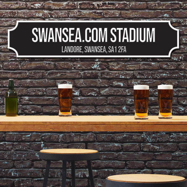Swansea City Black & White Stadium Any Text Football Club 3D Train Street Sign