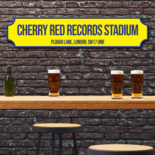 Afc Wimbledon Red Records Stadium  Yellow & Blue Any Text Football Club 3D Train Street Sign