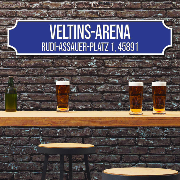 Schalke 04 Veltins-Arena Blue & White Stadium Any Text Football Club 3D Train Street Sign