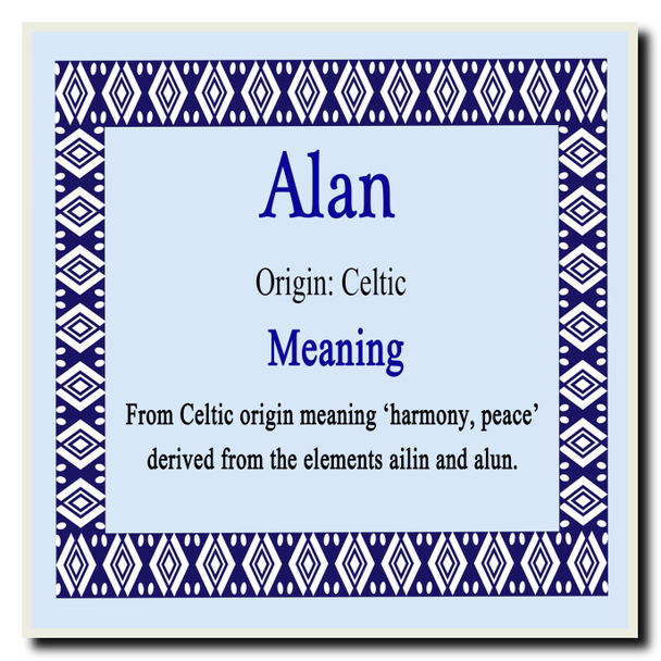 Alan Personalised Name Meaning Coaster