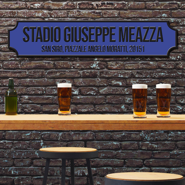 Inter Milan Stadio Giuseppe Meazza Blue and Black Stadium Any Text Football Club 3D Street Sign
