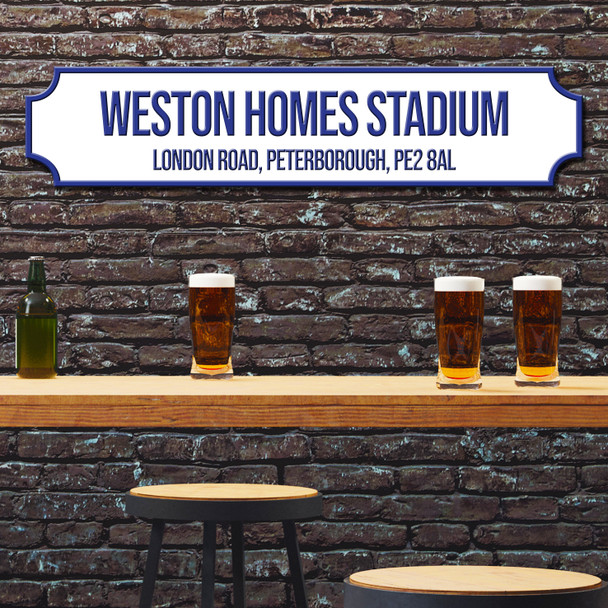 Peterborough United Weston Homes Stadium White &  Blue Any Text Football Club 3D Street Sign