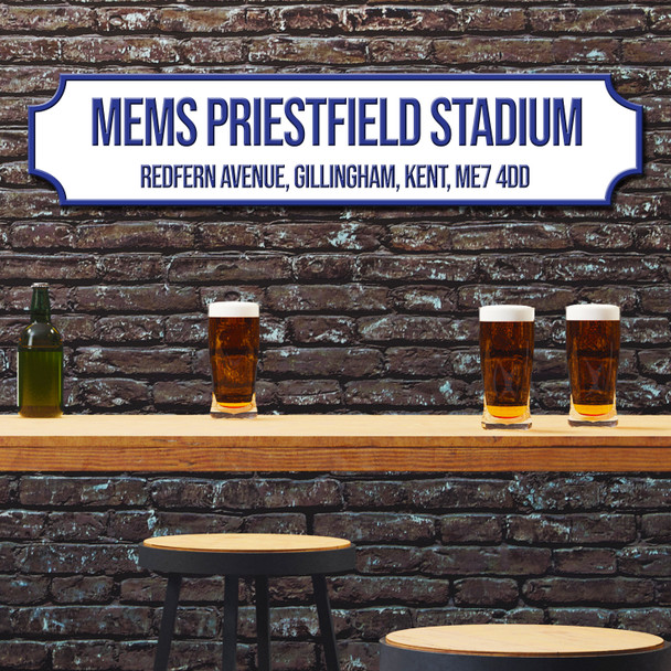 Gillingham Mems Priestfield Stadium White & Blue Any Text Football Club 3D Train Street Sign