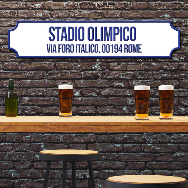 S.S. Lazio Stadio Olimpico White & Blue Stadium Any Text Football Club 3D Train Street Sign
