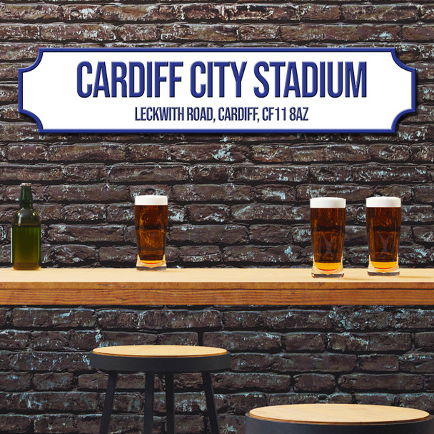 Cardiff City Cardiff City Stadium White & Blue Any Text Football Club 3D Train Street Sign