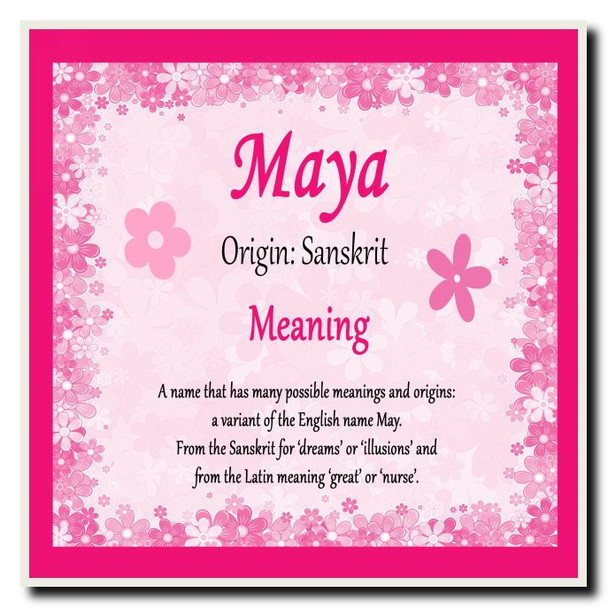 Maya Personalised Name Meaning Coaster