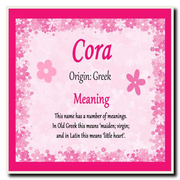 Cora Personalised Name Meaning Coaster