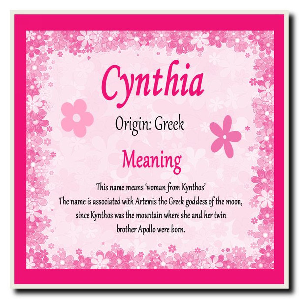 Cynthia Personalised Name Meaning Coaster