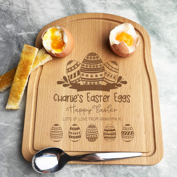 Happy Easter Personalised Bread Eggs Toast Breakfast Serving Board