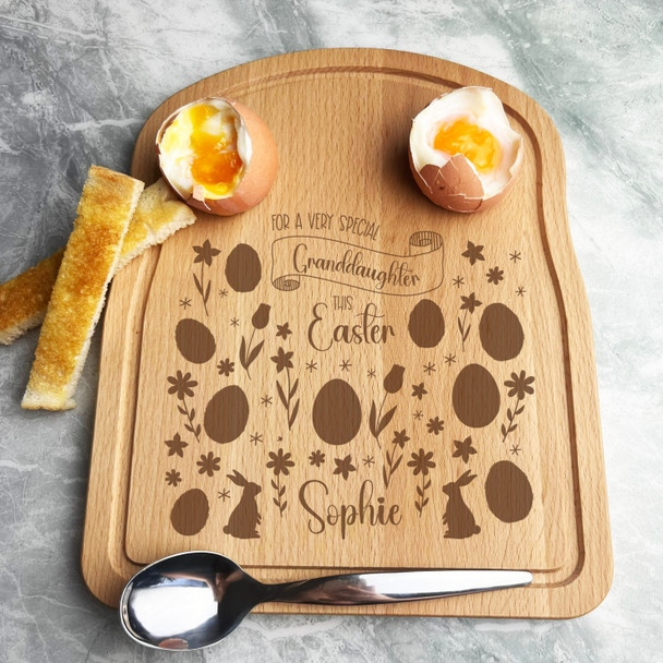 Granddaughter Easter Personalised Gift Bread Eggs Toast Breakfast Serving Board