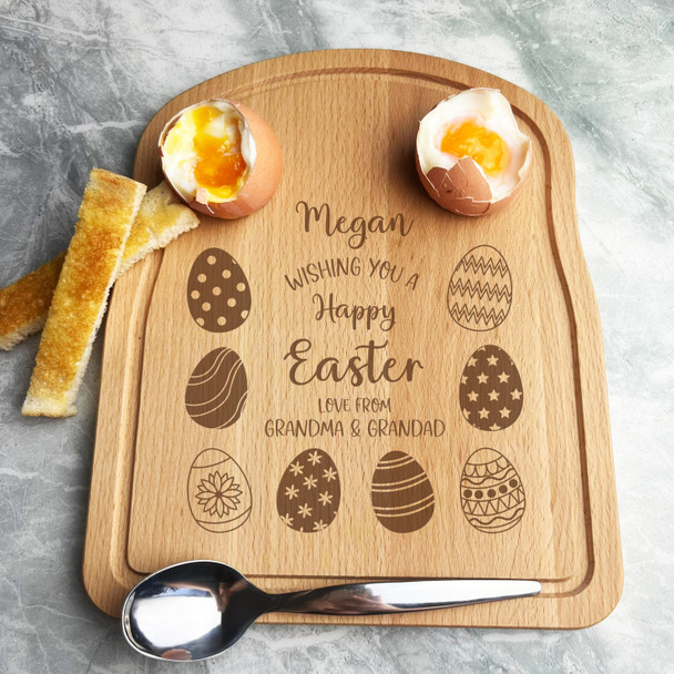 Happy Easter Personalised Gift Bread Eggs Toast Breakfast Serving Board