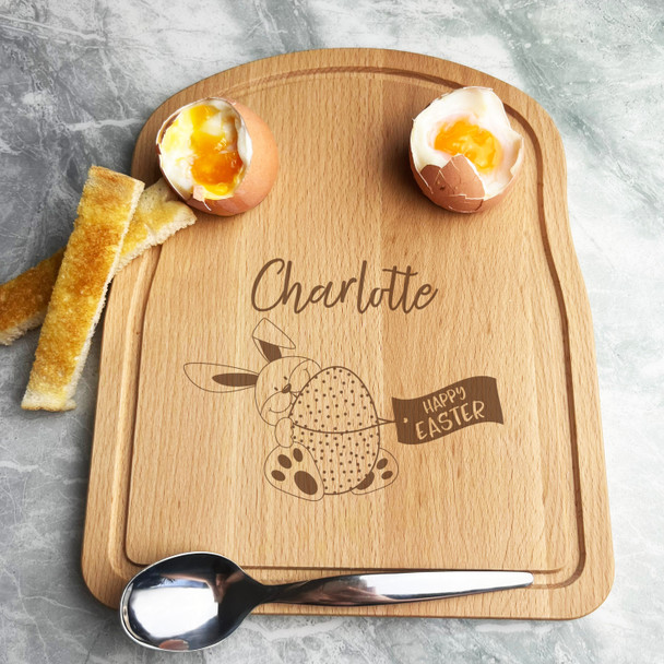 Dotted Easter Bunny Personalised Gift Bread Eggs Toast Breakfast Serving Board