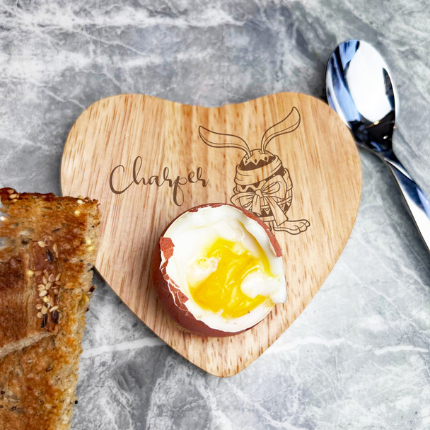 Easter Rabbit Inside Egg Personalised Gift Heart Breakfast Egg Holder Board