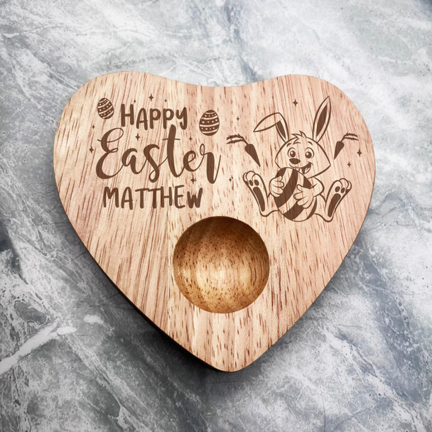 Happy Easter Bunny Easter Egg Personalised Gift Heart Breakfast Egg Holder Board