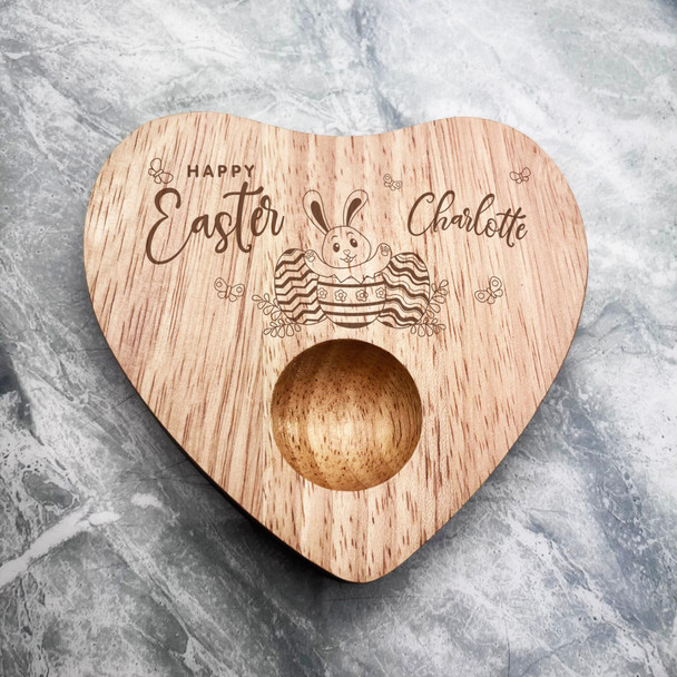 Happy Easter Little Bunny Personalised Gift Heart Breakfast Egg Holder Board