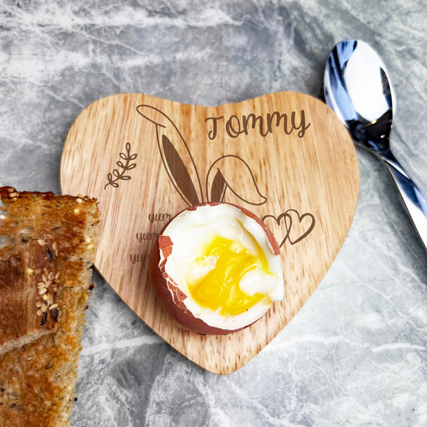 Bunny Ears Feet Easter Personalised Gift Heart Shaped Breakfast Egg Holder Board