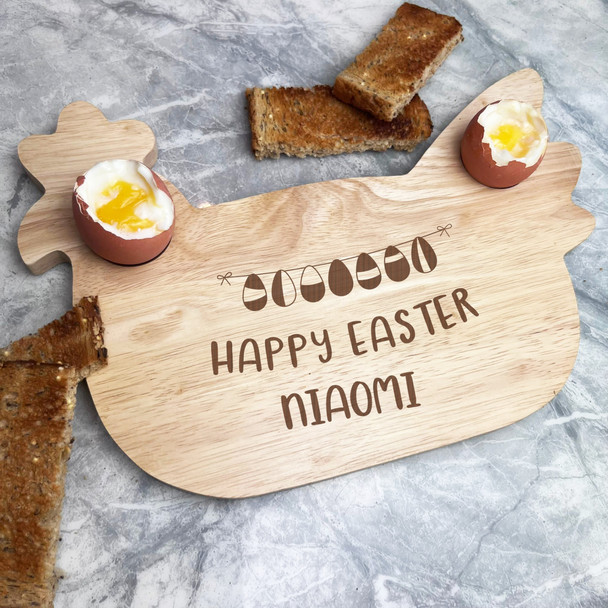 Easter Egg Bunting Personalised Gift Eggs & Toast Chicken Breakfast Board