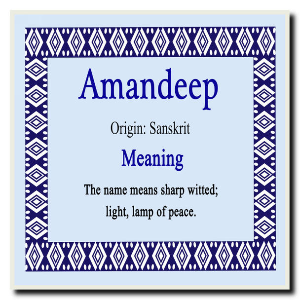 Amandeep Personalised Name Meaning Coaster