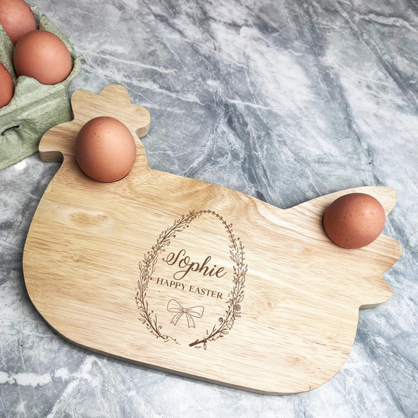 Happy Easter Egg Personalised Gift Eggs & Toast Chicken Breakfast Board