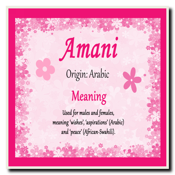 Amani Personalised Name Meaning Coaster