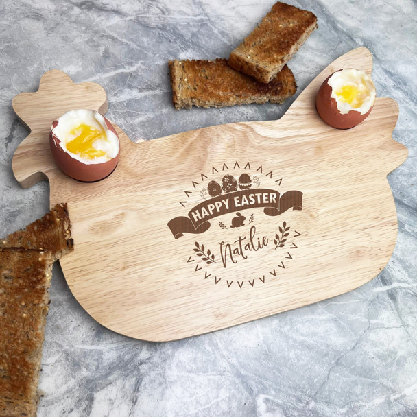 Happy Easter Personalised Gift Eggs & Toast Soldiers Chicken Breakfast Board