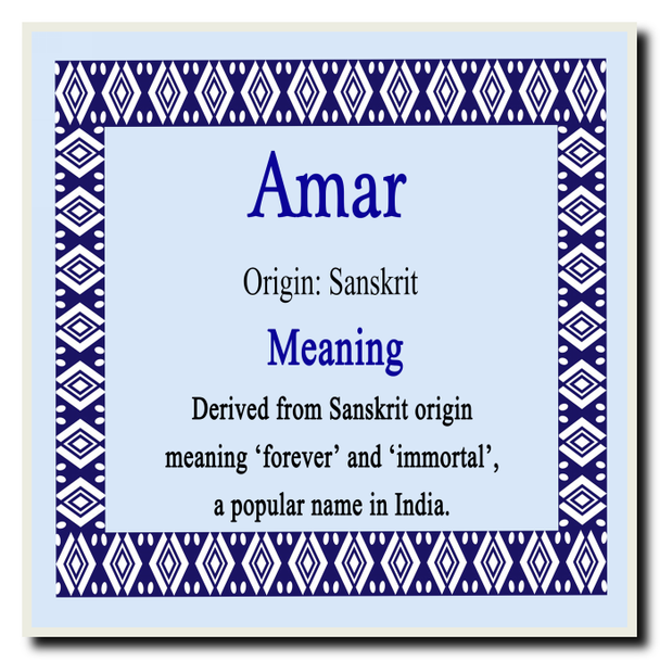 Amar Personalised Name Meaning Coaster