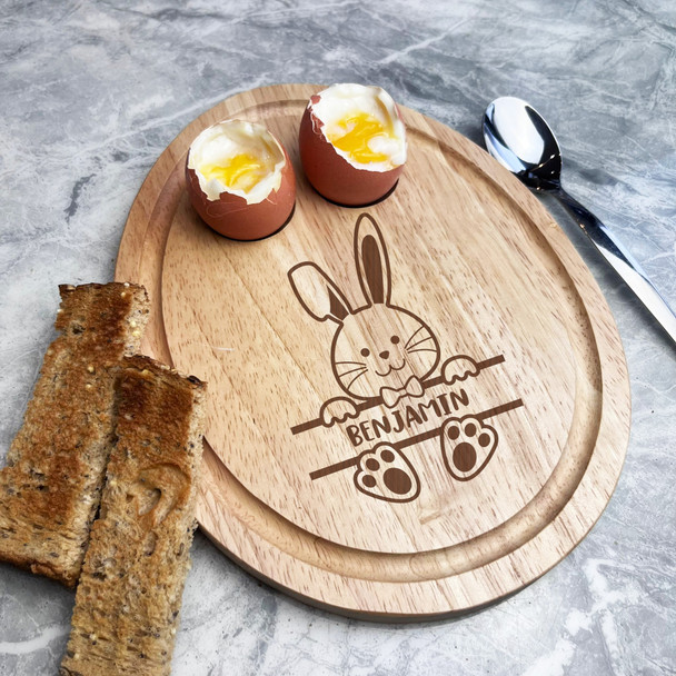 Baby Boy Bunny Easter Personalised Gift Toast Egg Breakfast Serving Board