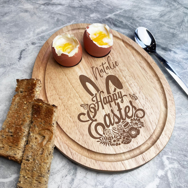 Easter Bunny Ears Personalised Gift Toast Egg Breakfast Serving Board