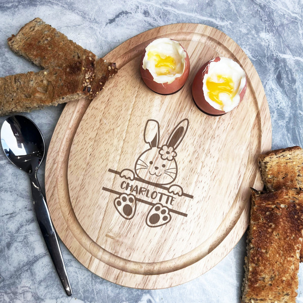 Baby Girl Bunny Easter Personalised Gift Toast Egg Breakfast Serving Board