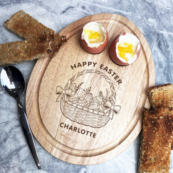 Easter Eggs In Basket Personalised Gift Toast Egg Breakfast Serving Board