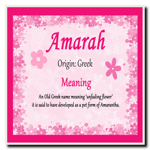 Amarah Personalised Name Meaning Coaster