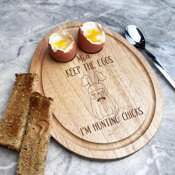 Angry Cat Easter Personalised Gift Toast Egg Breakfast Serving Board