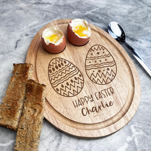 Happy Easter Eggs Personalised Gift Toast Egg Breakfast Serving Board
